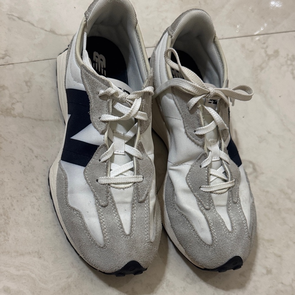 New Balance White and Navy Sneakers